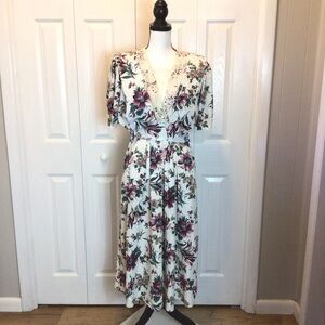 Vintage S.L. Fashions Floral Short Sleeve Cottagecore Secretary Dress Size 12